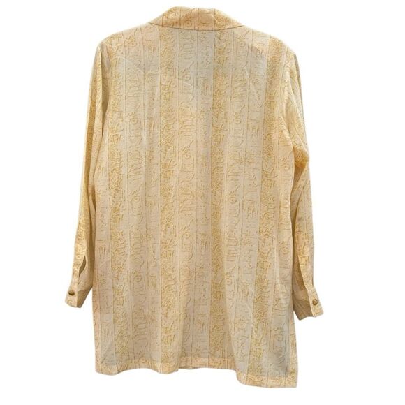 Escada 1990s Vintage Women's 100% Silk Egyptian Print Button Down Blouse Size 34 - Picture 3 of 8